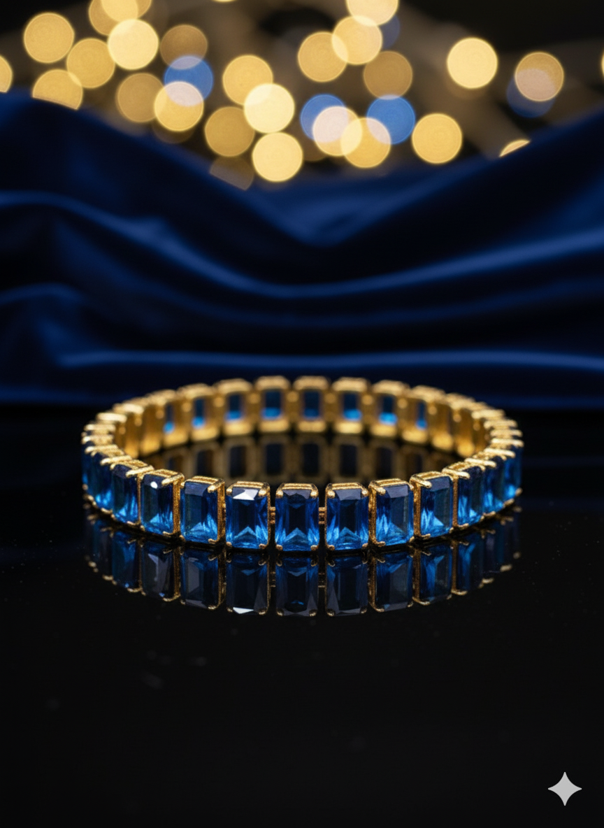 Colored Emerald-Cut Tennis Bracelets