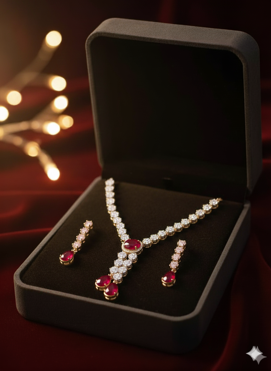 Chandelier Drop Necklace & Earring Sets in Vibrant Hues