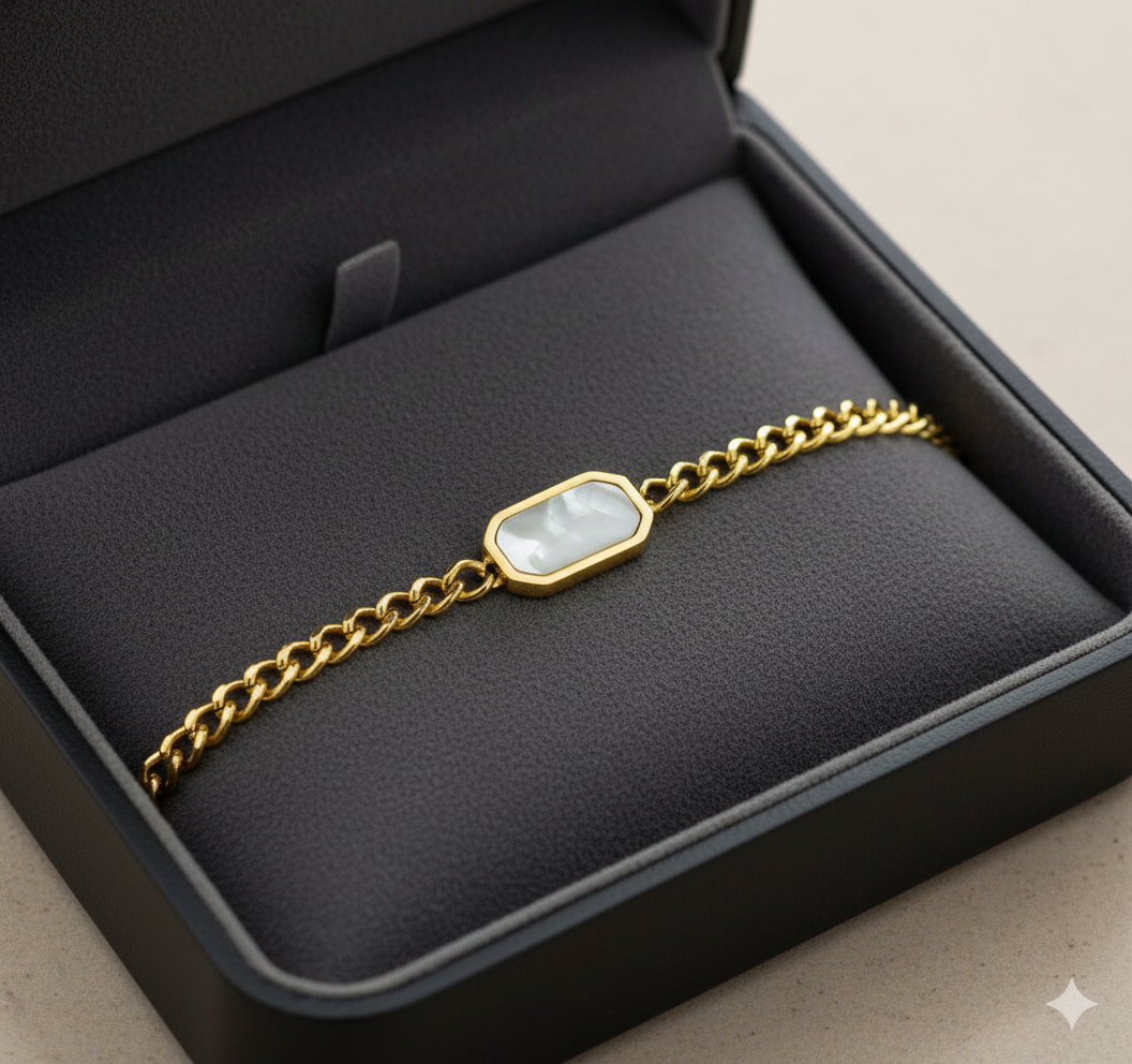 Gold-Toned Stainless Steel Cuban Chain Bracelet