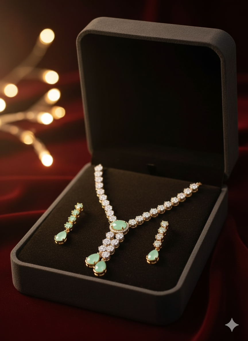 Chandelier Drop Necklace & Earring Sets in Vibrant Hues