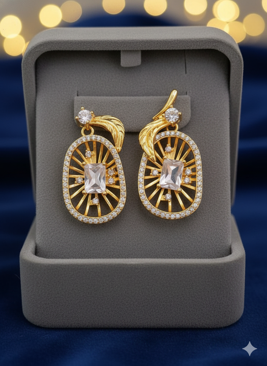 Statement Sunburst Crystal Dangle Earrings