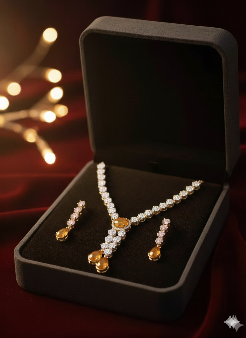 Chandelier Drop Necklace & Earring Sets in Vibrant Hues