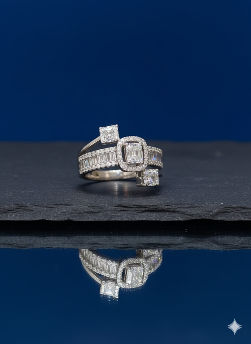 Gold-Plated Emerald Shape CZ Ring.