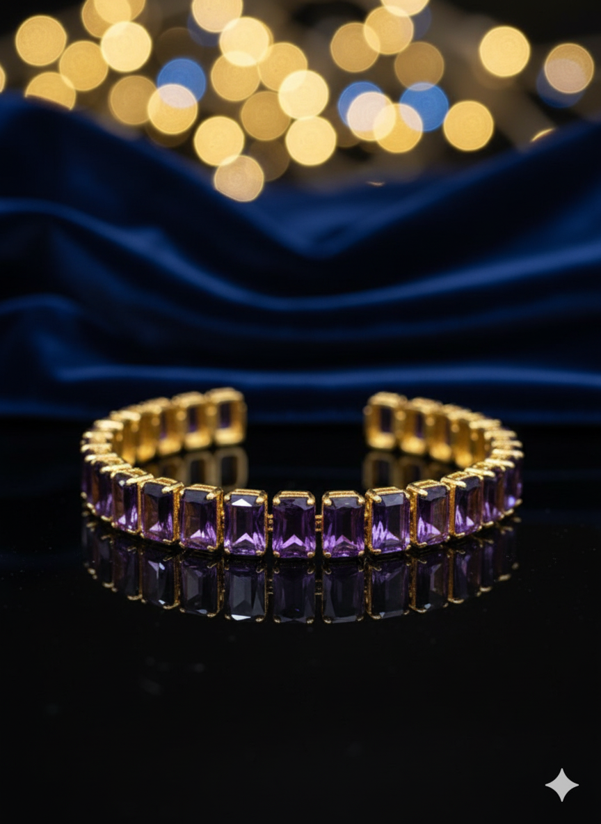 Colored Emerald-Cut Tennis Bracelets