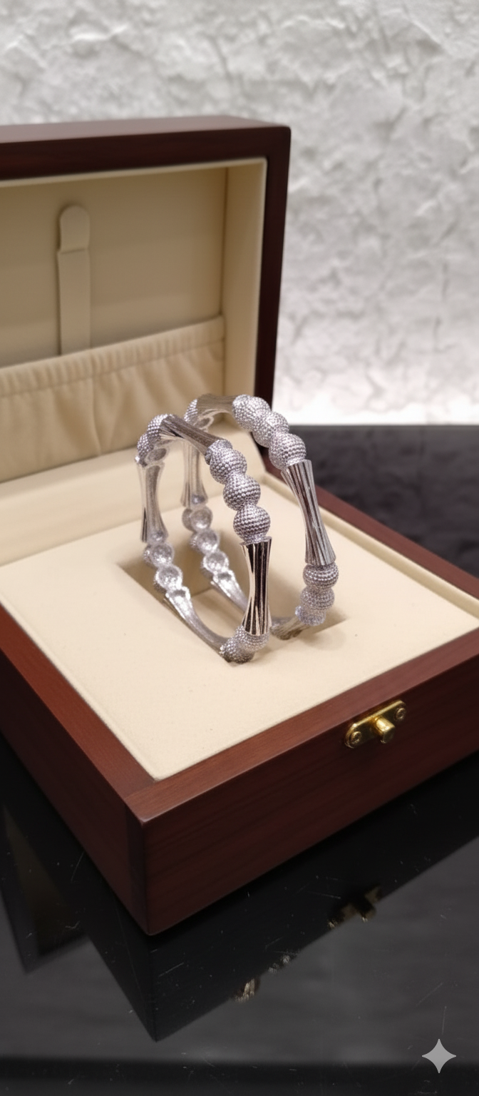 Intricate Stone & Gold Bangle Pair