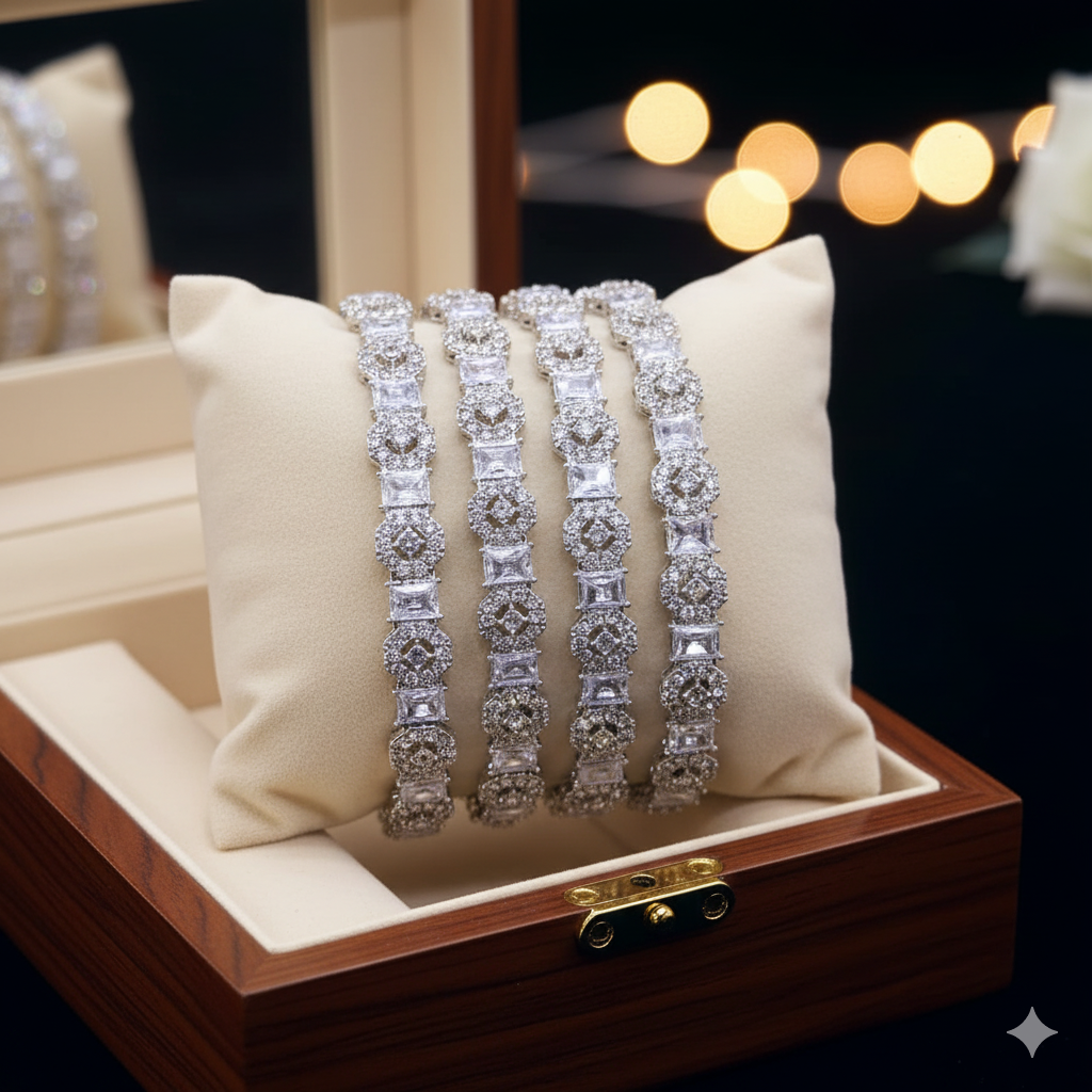 4 PCS SET Rose Gold Radiance: Diamond Tennis Bracelets