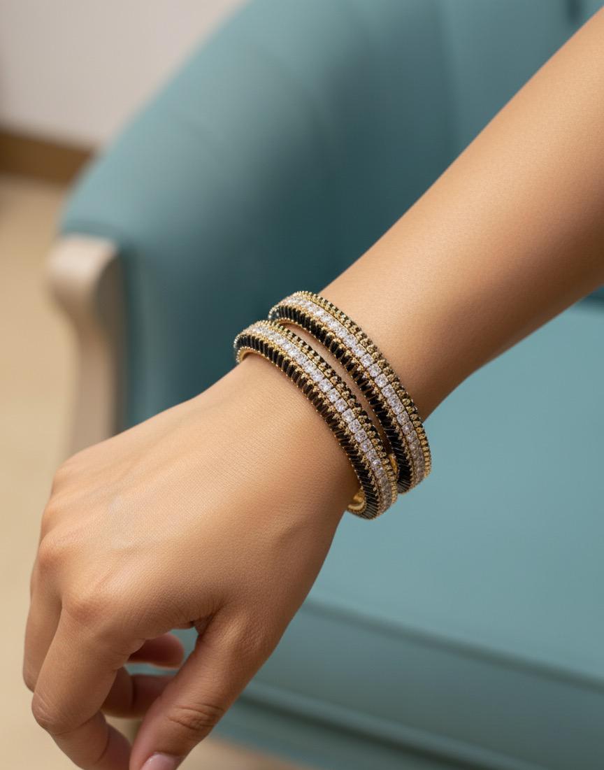 Luxury Baguette Cut CZ Bangle Set (Set of 2)