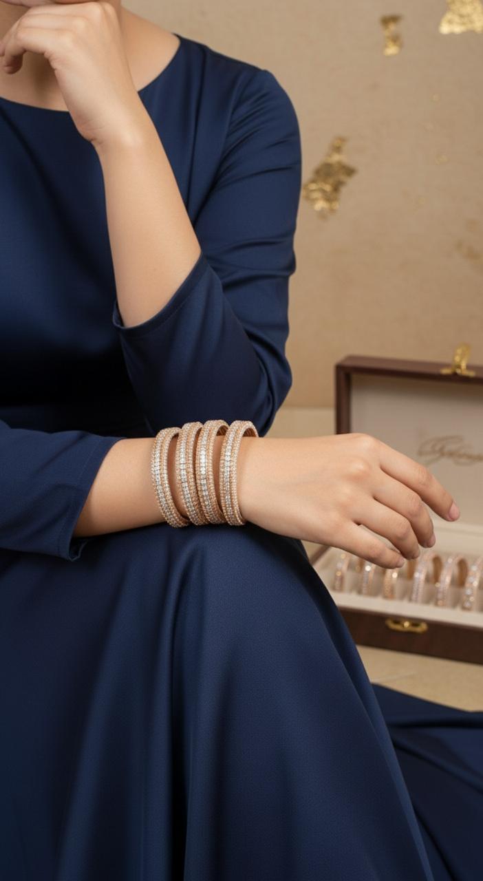 Luxury Baguette Cut CZ Bangle Set (Set of 2)