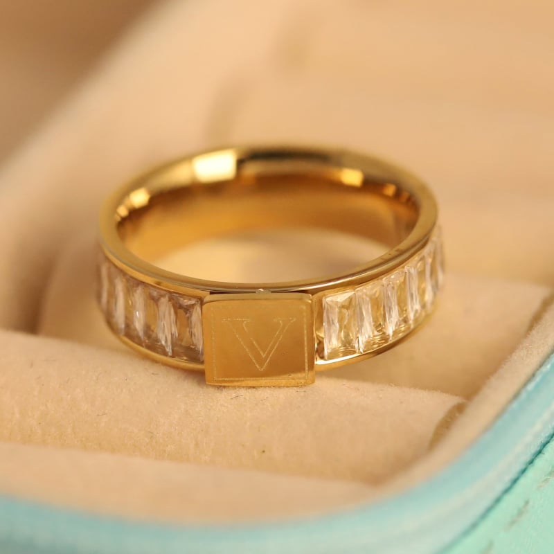 Gold Tone Baguette Eternity Ring