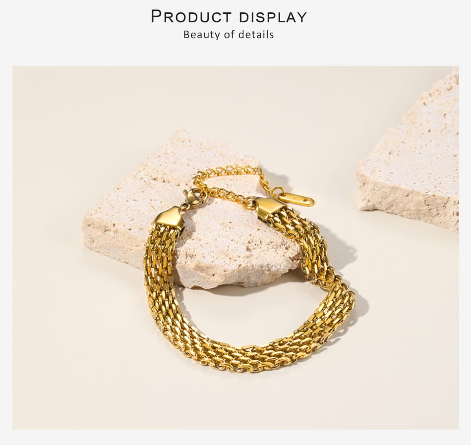 Bold Gold Tone Multilayer Mesh Bracelet