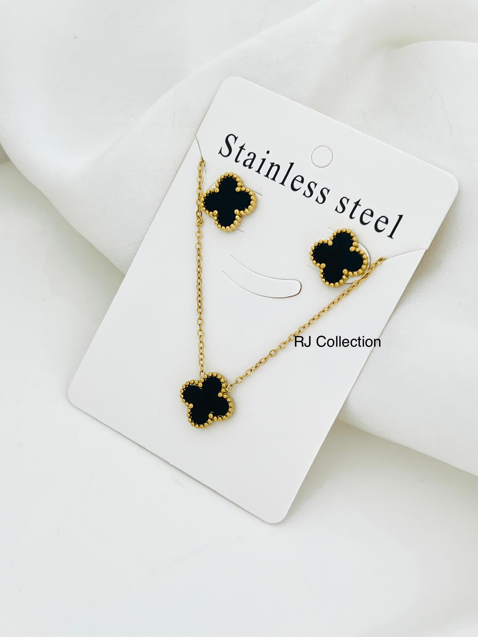 Elegant Clover Design Stainless Steel Jewelry Set