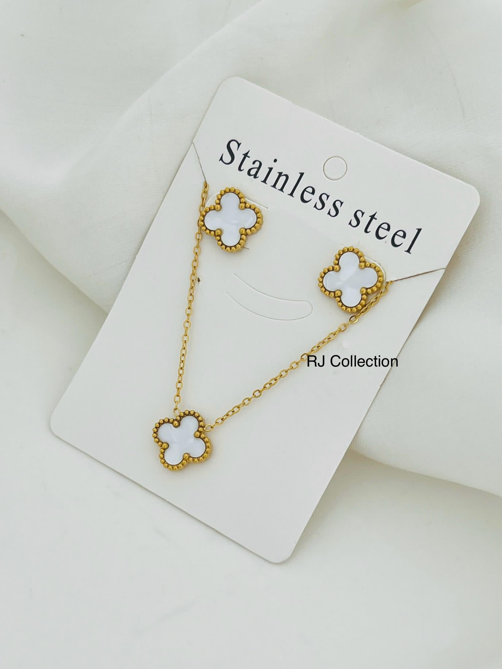 Elegant Clover Design Stainless Steel Jewelry Set