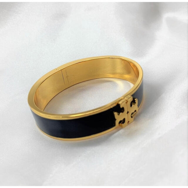Black Enamel & Gold Logo Band Ring